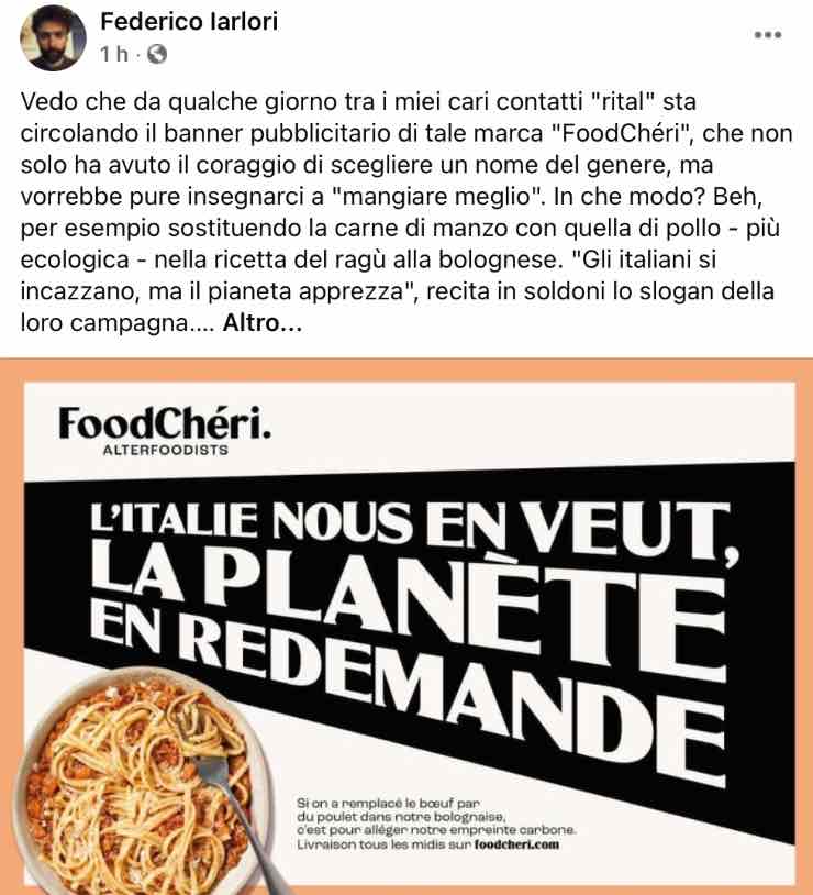 Federico Iarlori contro FoodCheri