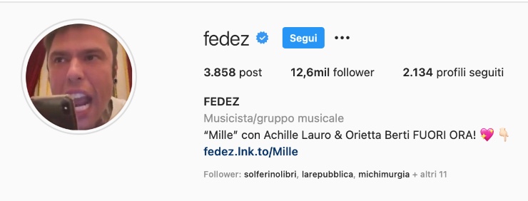 Fedez, Instagram