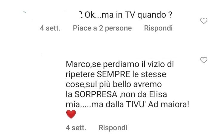 Commenti Elisa Isoardi (Instagram)