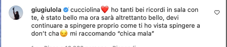 Commento di Giulia Stabile (Instagram)