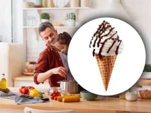 Cornetto preparato in cucina da padre e figlia
