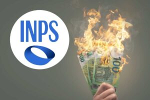 soldi bruciati e logo inps