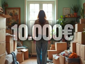 ragazza in casa e scritta 10mila euro