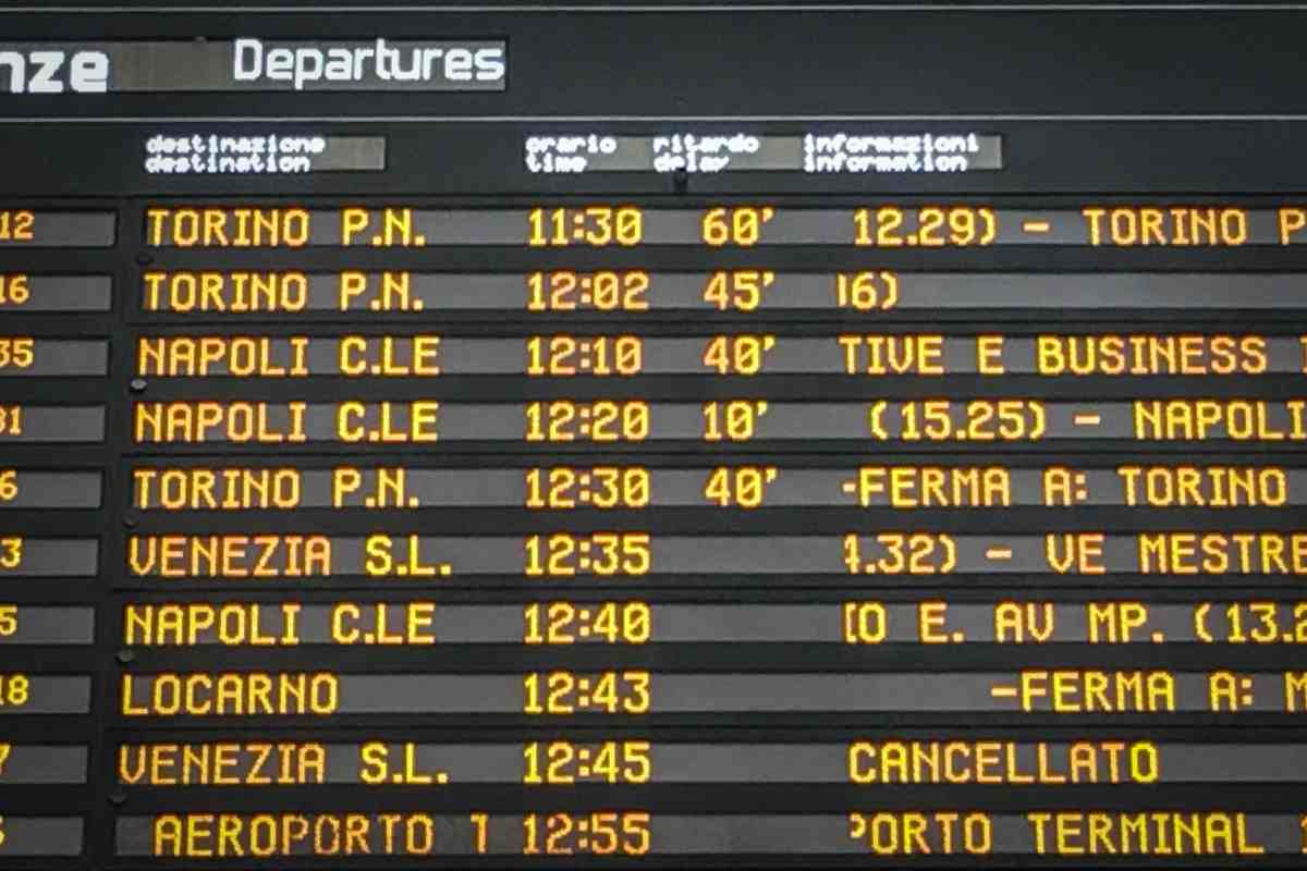 Tabellone treni in sciopero